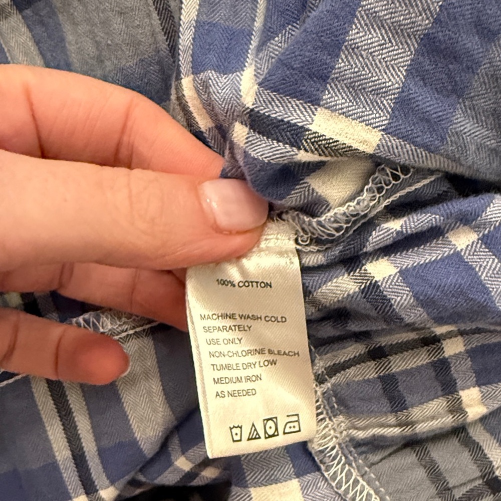Birds of Paradis by Trovata Intermix Blue Flannel Plaid Peplum Top Shirt Large - Picture 4 of 4